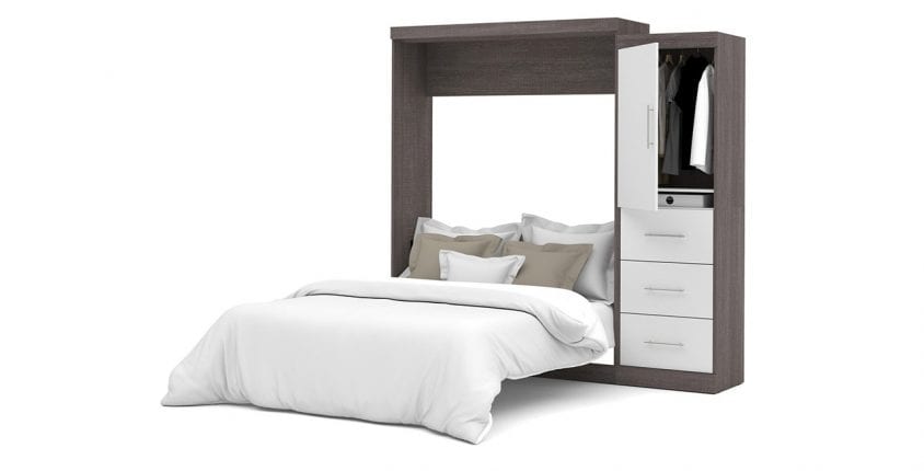 bestar nebula queen cabinet bed with mattress 25194