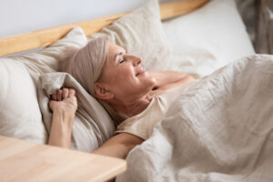 middle-age woman waking up